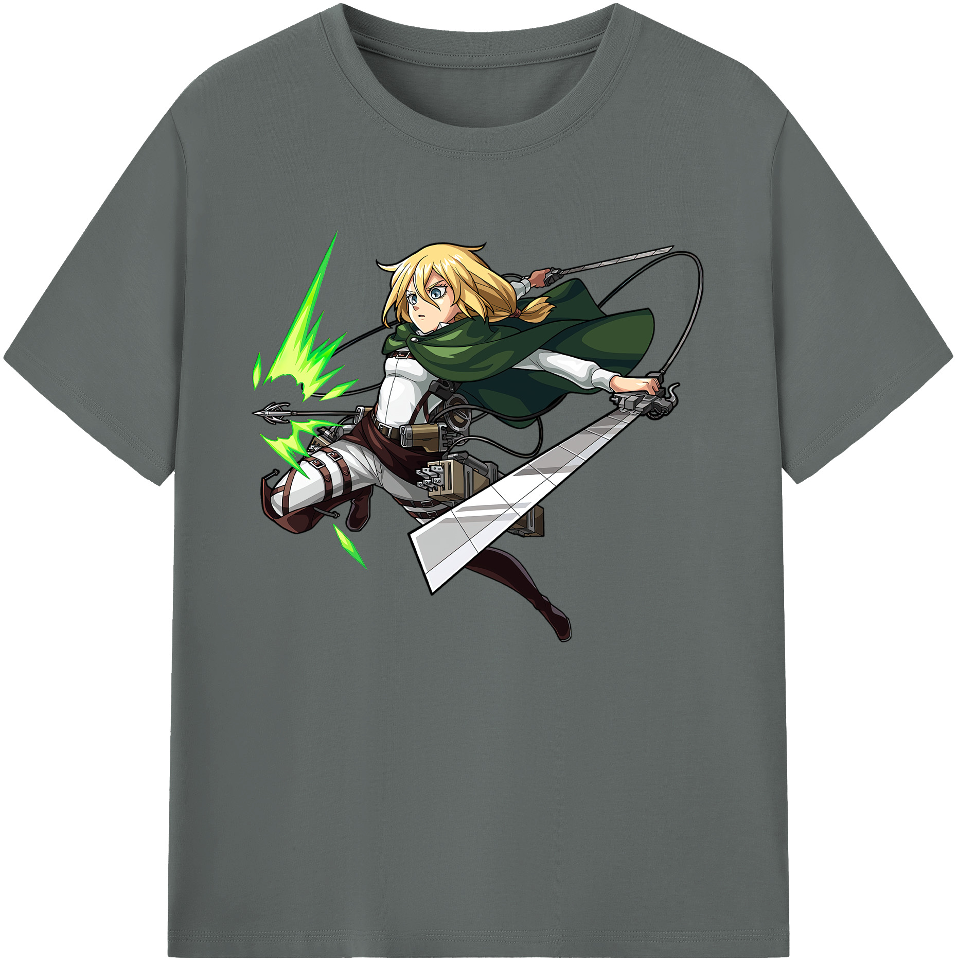 （画像用） 進撃の巨人 クリスタ·レンズ Attack on Titan Christa Lenz 綿100％ メンズ半袖Tシャツ｜肌触りやわらか＆通気性